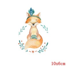 皮卡布 熱轉印貼紙 S-D8 兔子 熊 鹿 狐狸 貓頭鷹 剌蝟 熱熨燙貼 手工diy 熱轉印燙畫 燙畫貼, 1個, 狐狸(正面照), 狐狸(正面照)