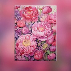 색채움 명화 그리기 세트 퍼플 작약 꽃 유화 DIY 캔버스 그림 취미 키트 No.514290, 40x50cm 우드틀 캔버스, 작약 F, 물감 + 오일용 캔버스 + 브러쉬 + 벽걸이못, 1개