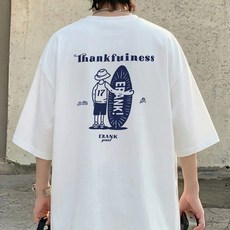 JBOOM 남자 오버핏 반팔티 서핑 프린트 티셔츠