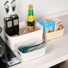 접이식 다용도 부직포 수납바구니 팬트리 정리함, 베이지