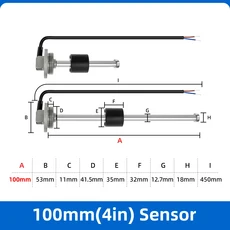 ZMFJH 0-190옴 연료 레벨 센서 스테인리스 스틸 오일 탱크 수위 150MM, 18 100MM