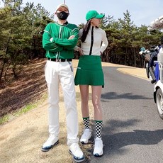 투솜 여성골프치마 여자골프스커트 배색테잎 옆라인 주름골프스커트 봄여름 플리츠 치마바지 속바지내장