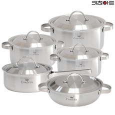 키친아트 코델리아 인덕션냄비 통5중 304스텐 냄비세트 5종B 양16+편18+양20+양24+전24, 5개