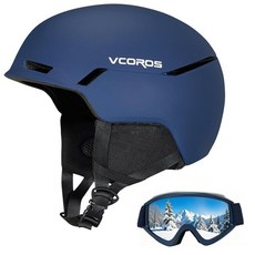 VCOROS 스키 고글 포함 스키 헬멧 DXH-816 스노보드 헬멧 남성 여성 스노우 스포츠 스키 스케이트 스노우보드용(매트 블랙 스몰), S, 매트 블루 스키 고글