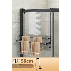 욕실 도어 수건걸이 타월 행주 거치대 선반 정리대, 1개, 블랙 더블봉 50cm 7자형 B