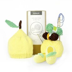 신생아 레몬 모자+레몬 덧신 - Knitting Kit, 레몬세트, 1개