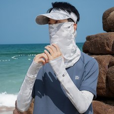 FEIXUEXIU 男士防曬騎行帽三件套, 淺灰 - 單面罩, 1個