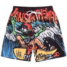 短褲男沙灘褲青少年大碼寬鬆情侶運動潮流海邊度假休閒褲大褲衩, DJ豬沙灘褲,2XL