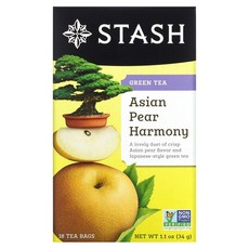 Stash Tea 녹차 아시안 페어 하모니 티백 18개입 34g(1.1 oz) 2팩, 34g, 1개