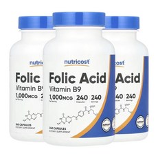 뉴트리코스트 엽산 1 000mcg 240캡슐, 3개, 240정