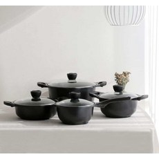 서규몬 세라믹 주물냄비 4종세트 인덕션냄비, 블랙펄 20편+18양+22양+24전