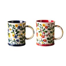 MorningSea 폴란드 머그컵 머그잔세트2p 커피잔 451ML, 레드+블루, 1세트
