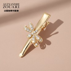 Alexandre Zouari 蜻蜓仙子系列髮夾 水晶珍珠鴨嘴夾 金色髮飾, 1個, 金色