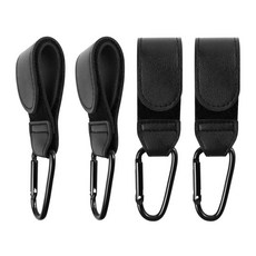 4개의 PCS 유모차 후크 베이비 범용 클립 및 기저귀 가방용 조절식 카라비너 | 유모차 쇼핑 애완동물 카트(블랙)에 완벽한 미라 후크