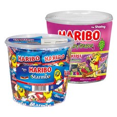 (2개)하리보 스타믹스 1000g(40봉입)+해피그레이프 1000g(40봉입), 1세트