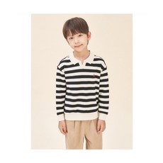 빈폴 키즈 와플 스트라이프 칼라 스웨트 셔츠 블랙 BI5841U055