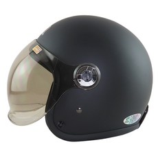 ninja鎖式泡泡鏡安全帽 騎士帽 復古帽 3/4罩安全帽 成人安全帽 魚缸鏡 泡泡鏡 安全帽, 平黑