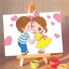 1+1 모모픽스페인팅 미니 DIY유화그리기 10x15cm 세트 학교수업용 쉬운 그림, 1개