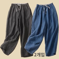 1+1여성 봄여름 배기팬츠 허리 밴딩 하렘팬츠 루즈핏 캐주얼 데일리 팬츠