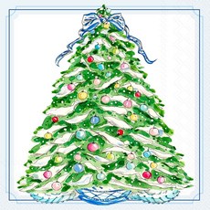 IHR Ideal Home Range 파티 냅킨 일회용 3겹 종이 런치 냅킨 팩 16.5cm x 16.5cm(6.5인치 x 6.5인치) 회양목 장식 20개, 회양목 장식품