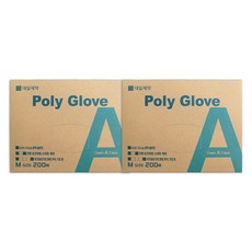대일제약 폴리글러브 M 200매입 위생장갑 x 2개 보건위생 방역솔루션 병원 약국 기업 공공기관, 1세트
