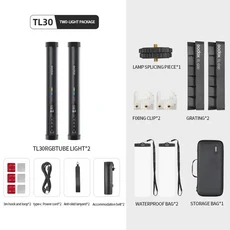 Godox TL30 LED 튜브 라이트 키트 RGB 사진 조명 앱 원격 제어 핸드헬드 스틱 램프 비디오 브이로그용, 01 TL30 2-Light Kit