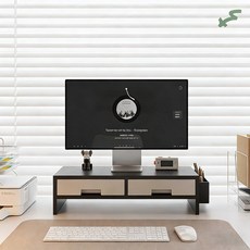 votgl 다용도 서랍형 2단 모니터 받침대, 검정색