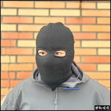 野戰搖滾 雙層針織毛線雙孔頭套 毛帽 (扮歹徒、恐怖分子可用) 生存遊戲保暖面罩登山戶外騎車重機自行車口罩特警頭套, 1個, 雙孔毛線頭套