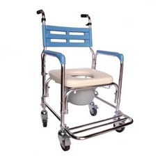 【海夫健康生活館】鋁製 附輪 固定式 硬背 便盆椅 洗澡椅(102-W), 1個