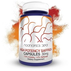 Nootropics Depot 고용량 사프론 30mg 180캡슐 사프라날 크로커스 사티부스, 180 Count (Pack of 1), 180정, 1개