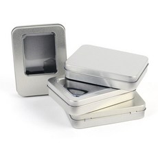 사각 틴케이스 팬트리, 뚜껑걸이형-막힘, 1개, 실버