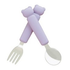 고미 유아 스푼 포크 케이스 세트 아기 어린이용 유아스푼세트, 1세트, 스푼+포크+케이스, 더스티라일락