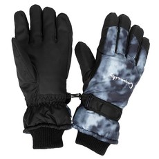 Vikodah 여성용 겨울 추운 날씨용 벙어리 장갑 스노우 따뜻한 보호 - 스키 셰르파 플리스 안감 장갑 블랙 홀치기 염색 손가락 미디엄 125756