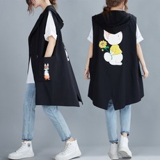 大姐姐女款大尺碼迪士尼長背心連帽 BS05257#