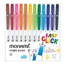 모나미 이지클릭 보드마카 12종 세트, 혼합색상, 1세트