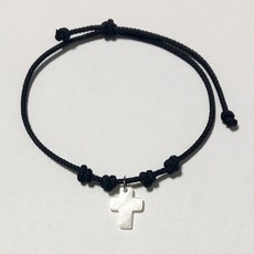 자개십자가 매듭팔찌 - 블랙, 기본포장, 1개