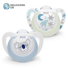 누크 스타 데이 앤 나이트 야광 노리개젖꼭지 2종 세트, S1(0~6개월), 블루, 1세트