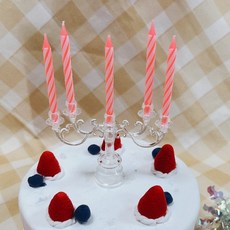 創意燭台生日蠟燭 生日派對裝飾 蛋糕蠟燭 派對佈置用品, 1個, 粉色