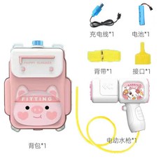 電動揹包水槍玩具 支援充電 兒童戲水打水仗, 萌豬1.6升【一套充電池】, 1個