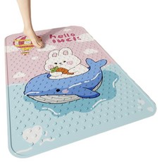 PVC 防滑浴室墊 可愛卡通圖案, 鯨魚和兔, 1個
