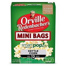 Orville Red 레드enbacher's 전자레인지 팝콘 SMART 스마트Pop! 케틀 콘 1회 제공량당 4g 섬유 76.5g2.7온스 3개입, 케틀콘, 1.16 Ounce (Pack of 12)