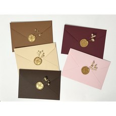 디어기프트 꽃 편지지 4장+편지봉투 2장+시들지않는 안개꽃 실링왁스 스티커2개 (2세트 기준), 모든색상1세트씩 총5세트