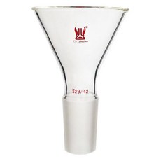75mm 상단 외부 치수와 1922 내부 조인트가 있는 유리 쇼트 스템 파우더 깔때기 붕규산염 유리 필터 깔때기 실험실 유리 제품, O.D. 75 mm/ 29/42 joint