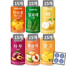 일화 미니 소캔 음료 프레주 6종 각 15캔씩 혼합세트(한라봉/알로에/배/자두/복숭아/망고)+캔톡톡땡큐감사스티커, 90개, 175ml