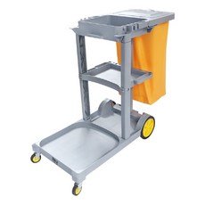 多功能清潔手推車 賓館酒店商場適用 大容量防水布袋工具車 附萬向輪, 1個, 灰色 帶蓋子（台中現貨）, 灰色