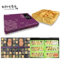 한옥마을한과 2단 A 선물세트 / 유과 강정 한과 간식 과자 보자기포장, 1.7kg, 1개
