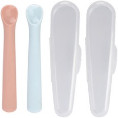 데일리라이크 봉봉 이유식 스푼 1단계 2p + 케이스 세트, 스푼(스트로베리, 스카이블루), 1세트
