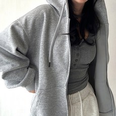 네모엔룩 남녀공용 라인업 데일리 무지 특양면 스탠다드핏 빅사이즈 후드집업