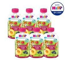 HiPP 힙 퓨레 와일드베리 인 애플 피치 사과 과일 아기 이유식 100g x 6개