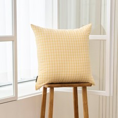 플랫화이트 빵빵하고 오래 사용하는 방수 인테리어용 쇼파 쿠션 (솜+커버), 옐로우체크